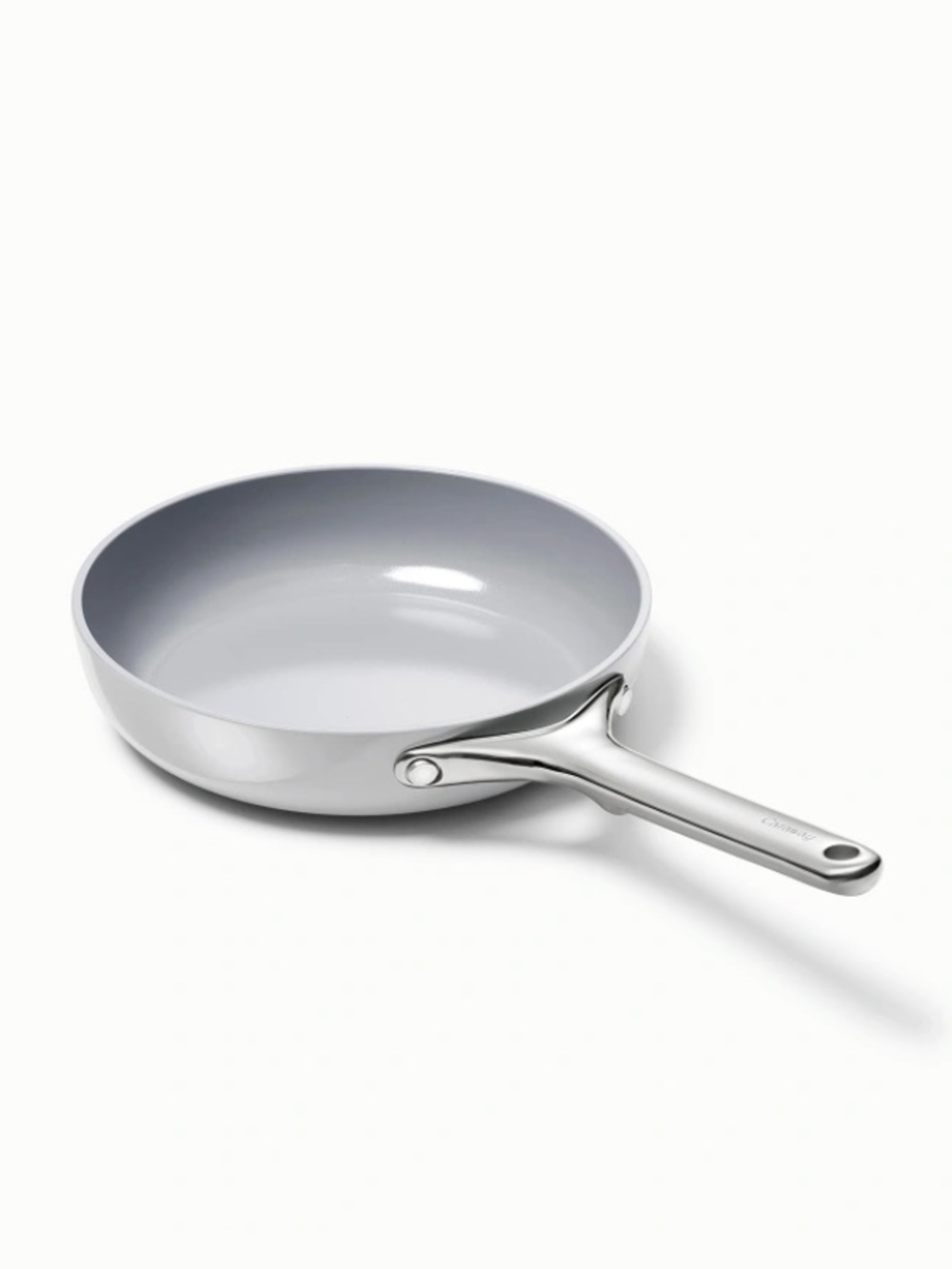 8" White Mini Fry Pan with Gold Handle - Nonstick Cookware